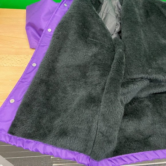 LSU Tigers Purple Snap-up Chalk Line Nylon Jacket w/ fleece lining Size S USA - Picture 13 of 16